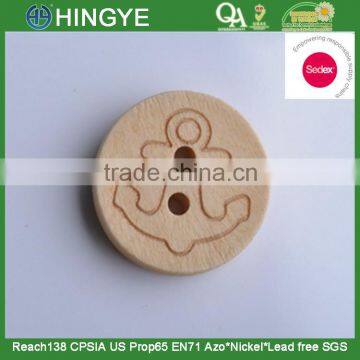 Sedex Audited Factory 2 Pillar Natural Color 2 Holes Wooden Button For Bady clothes