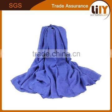 newest design purple yiwu long fashionable organic cotton scarves for girls