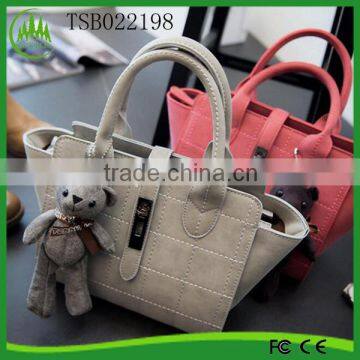 2015 Hot New Products Leather Lady Handbag good leather factory price lady handbag with hangings