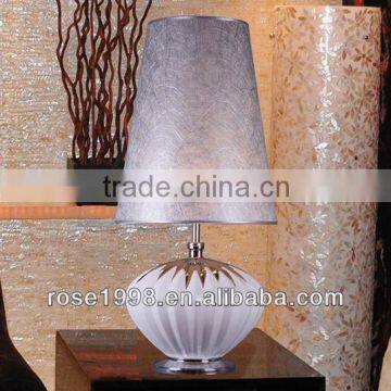 silver shade and chrome base table lamp