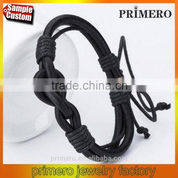 Newly Design Men Wrap Leather Bracelets & Bangles Black And Brown Braided Rope