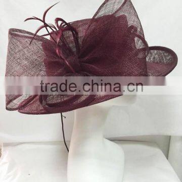 Sinamay hat/Church hat/Derby hat/Kentucky hat/Wedding hat/Party hat-Wine