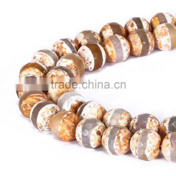 Good Sale Faceted Round Brown One Line Fire Agate Canelian Gemstone Loose Beads