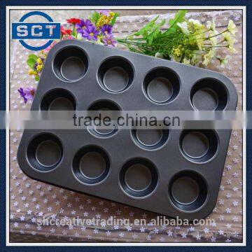 12 Cup Muffin Pan Metal Cup Cake Baking Pan Non-Stick Tray Mould Bakeware
