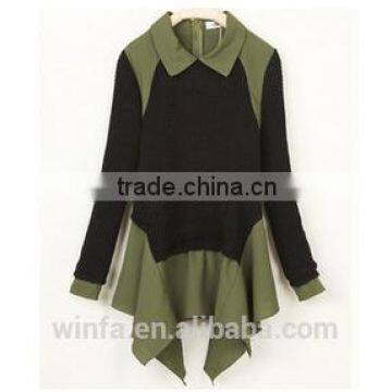 Glamorous Women's Long-Sleeve cotton/woolen falbala doll neck fashion Sweater