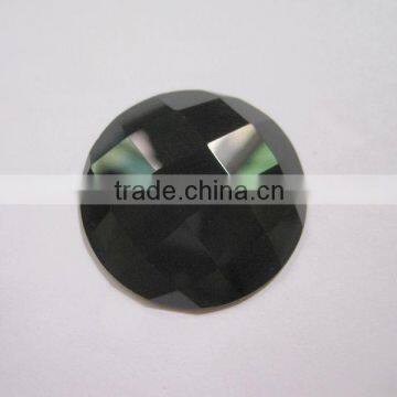 Natural gemstone black agate 40mm round cabochon faceted jewelry