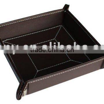 Square Men's Leather Coin Tray