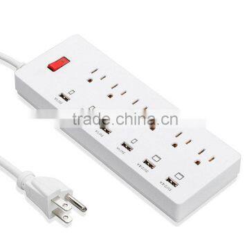 us type 6 way desktop extension socket outlet with usb surge suppressor