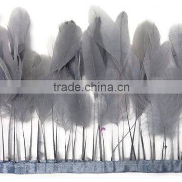 Stripped Brown Coque Tails Fringe Rooster Feather Trim photo-5