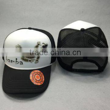 Embroidery foam and mesh trucker cap/hat,foam flat bill mesh baseball hat