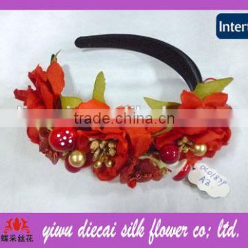 Festival artificial red craft flower headband