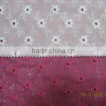 100% Cotton Embroidery with lurex Fabric