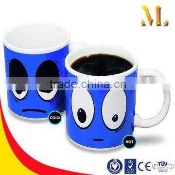 MLB-1650 big-small eyes Color Changing Mug customized magic heat sensitive mug for Valentine's day gift