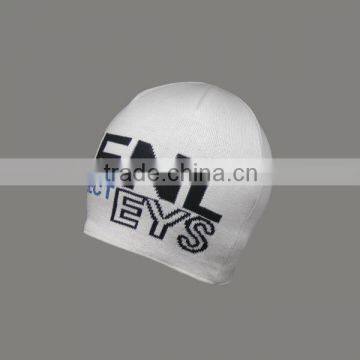 2015 HIGH QUALITY JACQUARD LOGO CUSTOM WINTER BEANIE HAT