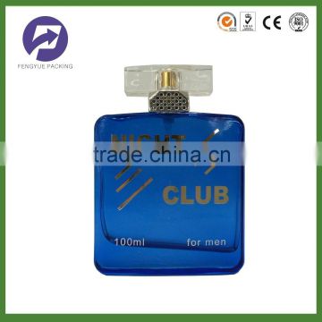 120ml Blue Painting Square Perfume Glass Bottle for Man