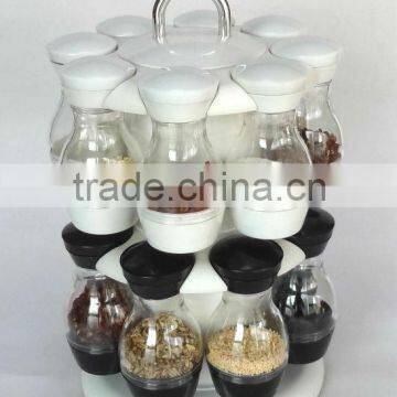 TW970 16pcs plastic spice jar set with plastic lid and stand