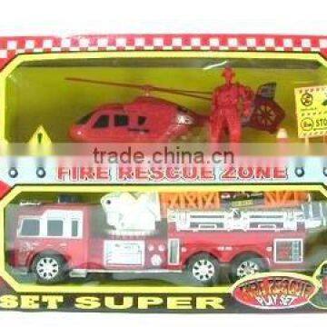 friction plastic toy of fire truck set