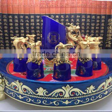 Chinese style Blue ceramic wine cup,Twelve Animal Zodiac Ceramic Wine Cups