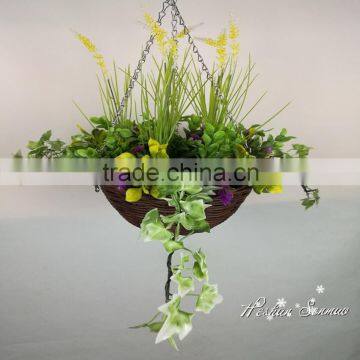 2016 New Arrival Decorative artificial wall hangig plant with basket for sale