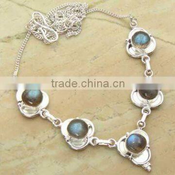 13.50ctw Genuine LABRADORITE & .925 Sterling Silver Necklace Jewelry Wholesale