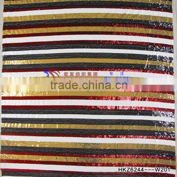 US Popular Shinny Stripe sequin Embroidery fabric for costume Garment 3mm paillette 4 color mixed sequins fabric Factory