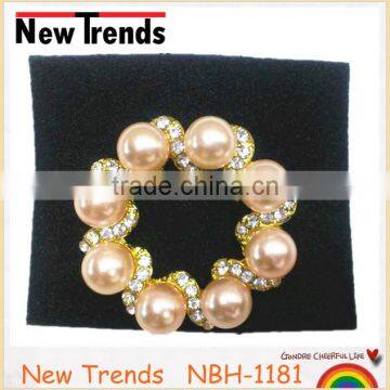 Wholesale rhinestone imitation pearl brooch for wedding invitation