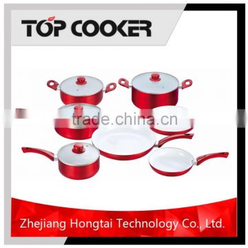 New style aluminium Pressed red color ceramic kitchenware