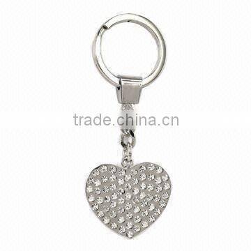 Full Heart Metal Keychain, Made of Pewter-alloy, Measuring 90 x 34.7 x 3mm, Made of Pewter Alloy