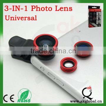 Fish Eye Lens, Wide Angle Lens + Macro Lens 3-in-1 Kit For iPad iPhone 4G Wide Angle Lens and Macro Lens are connected together