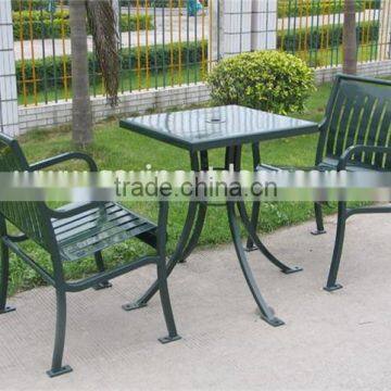 Powder coated outdoor metal umbrella table outdoor picnic table and chairs                        
                                                                                Supplier's Choice