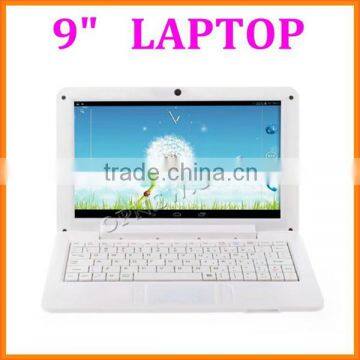 9 inch mini laptop android 4.4 mini pc netbook dual core wm8880 with wifi bluetooth camera rj45 usb2.0 port external 3g in stock