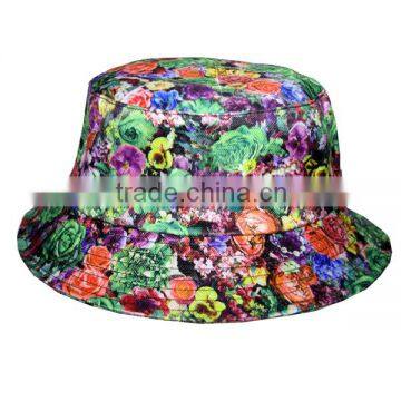 Print Beatuiful Flower Cotton Bucket Hat