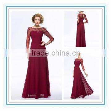 2015 New Arrival A-Line Scoop Tulle 3/4 Sleeve Chiffon Floor Length Mother of the Bride Dress/Gown (DVMD-8461)