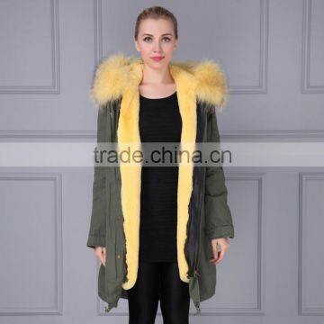 Fur Lining Women Winter Jacket Parka Raccoon Fur Parka For Ladies