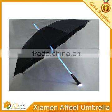 black straight umbrella with shaft and handle led light umbrella