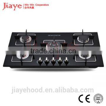 Built-in tempered glass gas stove / 5 burners with square cast iron pan supports hobs JY-G5026