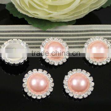 pink vintage rhinestone pearl button
