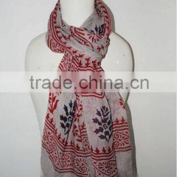 Linen hand block print scarf