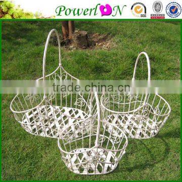 Hot Selling High Quality S/3 Wrough Iron Wall Hanging Basket Plant Pot For Garden Patio Backyard I24M TS05 G00 X00 PL08-5062