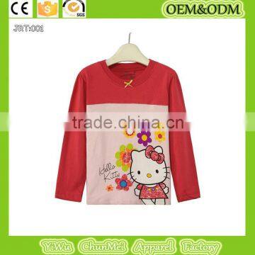 2015 new cartoon 100%cotton t-shirt long sleeve tee Winter children's T-shirt Red long sleeve tee kid printed t shirt