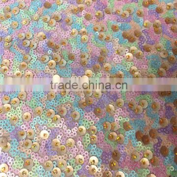 3mm 5mm colorful sequins embroidery fabric