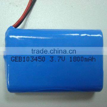 3.7v 1800mah 103450 li-ion battery pack, 3.7v 1800mah netbook battery 103450