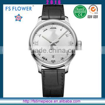 FS FLOWER -High Polishing Class Watches Stainless Steel Watch Case 316l Back Genuine Leather Watch