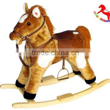 74*30*58cm big lovely customized stuffed plush children rocking horses series toy with wooden base&sound