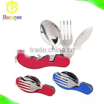 Aluminum Handle Camping Picnic Pocket Knife With Fork Spoon