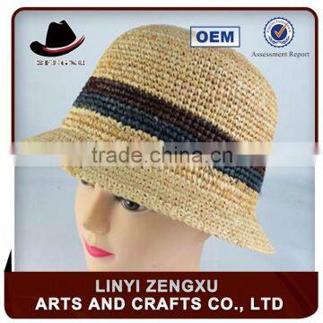 Girls Decorating bucket shape straw boater hats Cheap