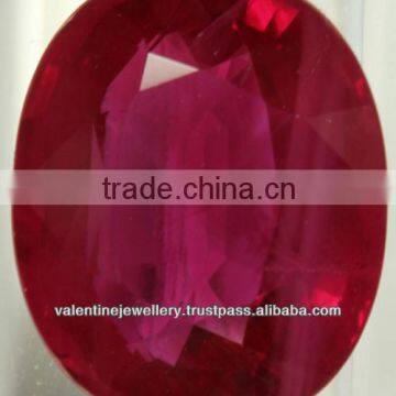 faceted good polished glass treated cheap ruby stone oval shape, Roundel Facet Beads Ruby Glass Filling Genuine Stones, Lab Cert