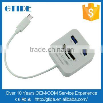 OEM Wholesale USB 3.1 Type-C Hub Adapter Multi Cable Type C with Multiple 2 USB 2.0 Port/TF/SD Card Reader Adapter for Macbook