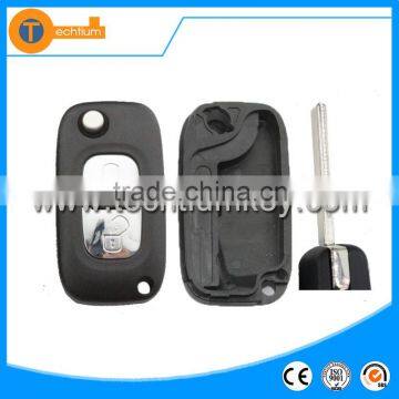 Modified folding flip car key case shell cover with metal logo and uncut blade remote key for Peugeot 407 306