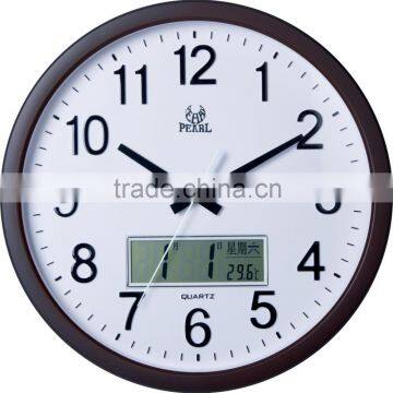 Pearl Wall Clock PW288 With LCD display month date day temperature